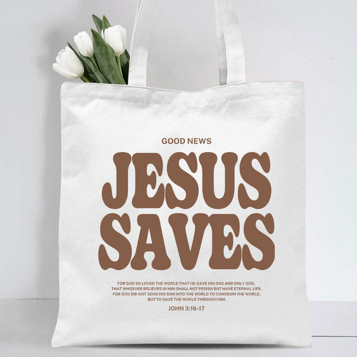 Christianartworkshop Tragetasche aus Segeltuch mit Aufschrift „Jesus rettet“