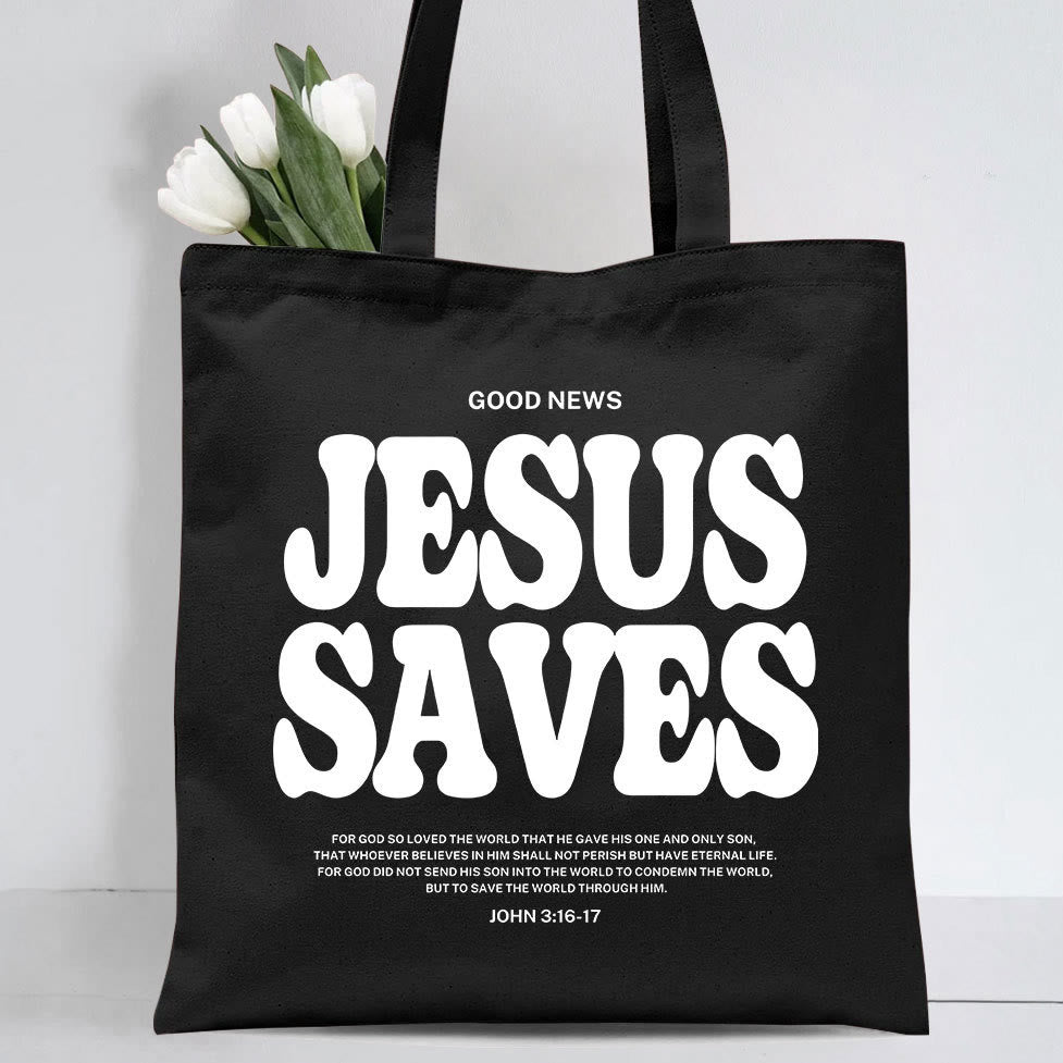 Christianartworkshop Tragetasche aus Segeltuch mit Aufschrift „Jesus rettet“