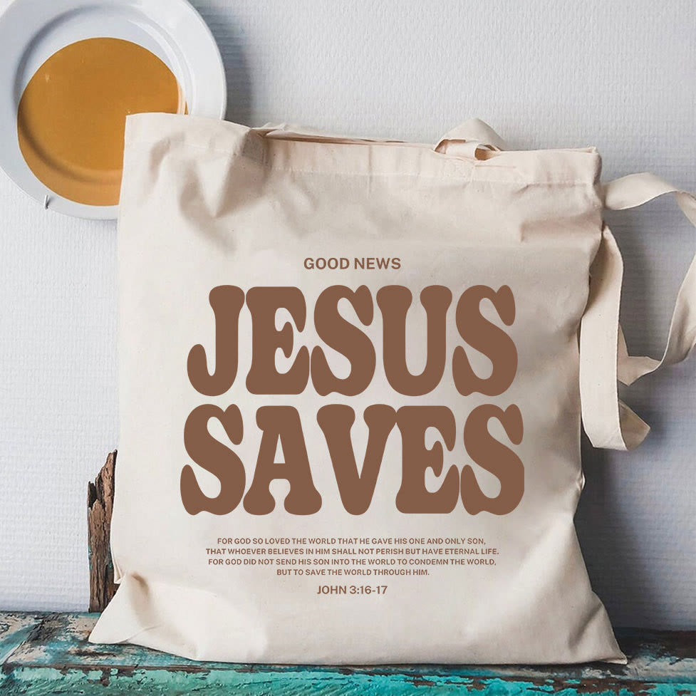 Christianartworkshop Tragetasche aus Segeltuch mit Aufschrift „Jesus rettet“