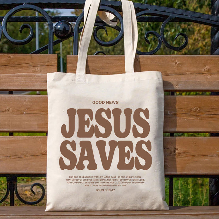Christianartworkshop Tragetasche aus Segeltuch mit Aufschrift „Jesus rettet“