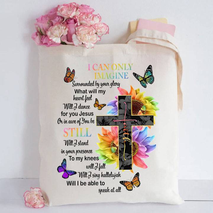Christianartworkshop Tragetasche aus Segeltuch mit christlichem Liedtext „I Can Only Imagine“
