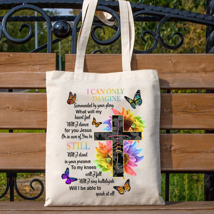 Christianartworkshop Tragetasche aus Segeltuch mit christlichem Liedtext „I Can Only Imagine“