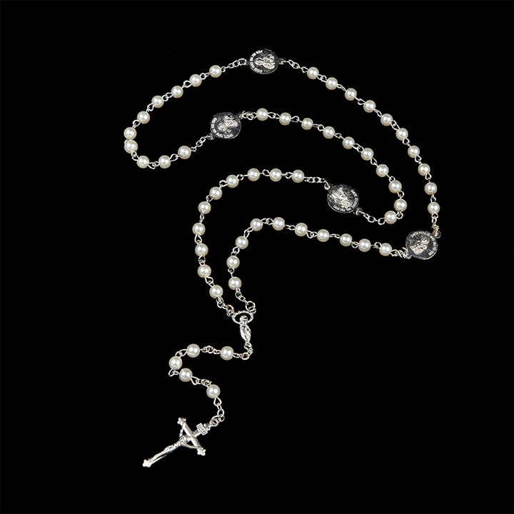 Christianartworkshop Kruzifix und Rosenkranz mit Gebetsperlen aus 8 mm Perlen von Our Lady (3 Farben)