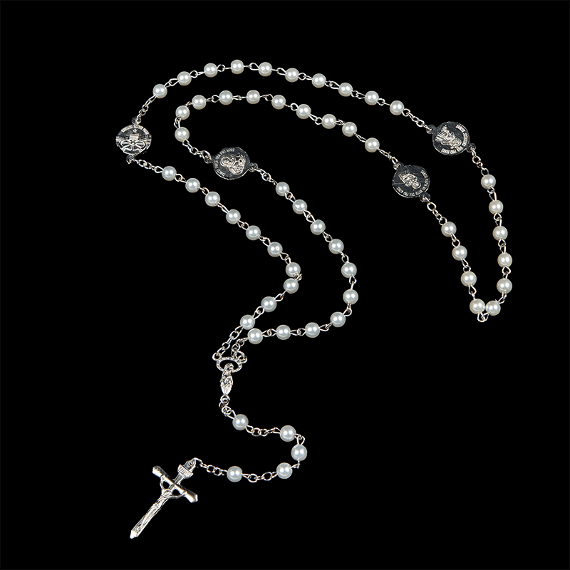 Christianartworkshop Kruzifix und Rosenkranz mit Gebetsperlen aus 8 mm Perlen von Our Lady (3 Farben)