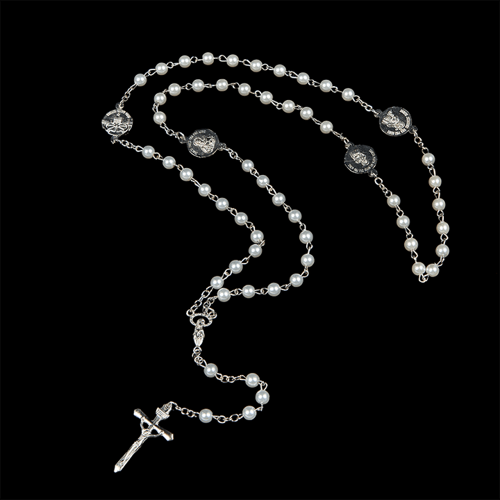 Christianartworkshop Kruzifix und Rosenkranz mit Gebetsperlen aus 8 mm Perlen von Our Lady (3 Farben)