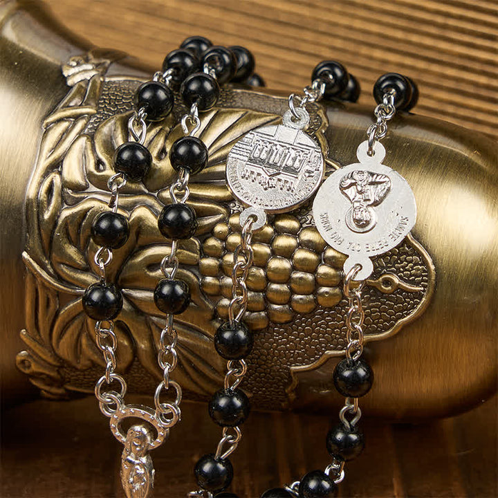 Christianartworkshop Kruzifix und Rosenkranz mit Gebetsperlen aus 8 mm Perlen von Our Lady (3 Farben)