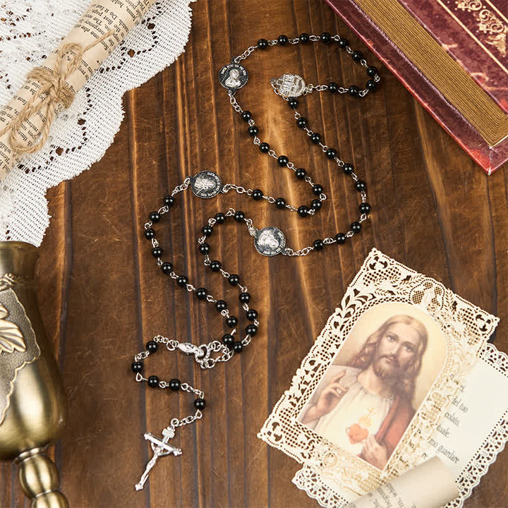 Christianartworkshop Kruzifix und Rosenkranz mit Gebetsperlen aus 8 mm Perlen von Our Lady (3 Farben)
