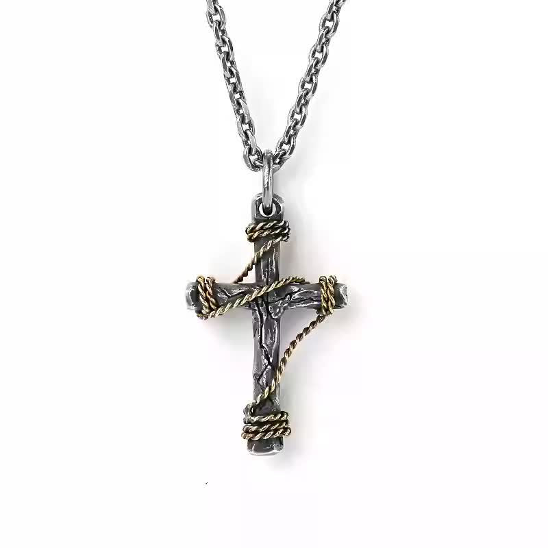 Christianartworkshop Exquisite Halskette mit geschmiedetem Kreuz aus 925er Sterlingsilber und Messingseil - image 7