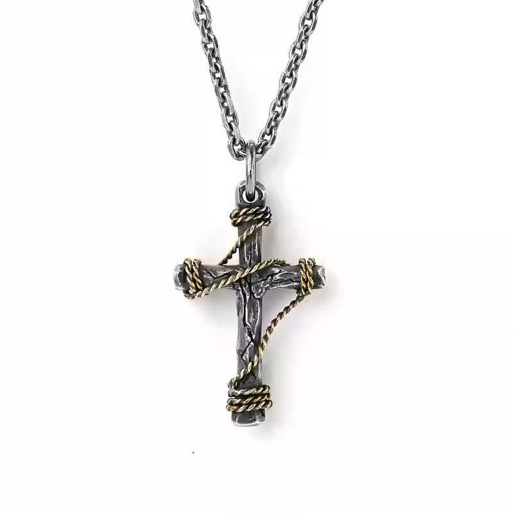 Christianartworkshop Exquisite Halskette mit geschmiedetem Kreuz aus 925er Sterlingsilber und Messingseil - image 7