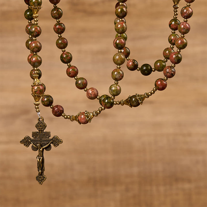 Christianartworkshop „Jesus ist das Geschenk“: Handgefertigter Rosenkranz aus Chrysokoll-Stein mit Geschenkkarte - image 9