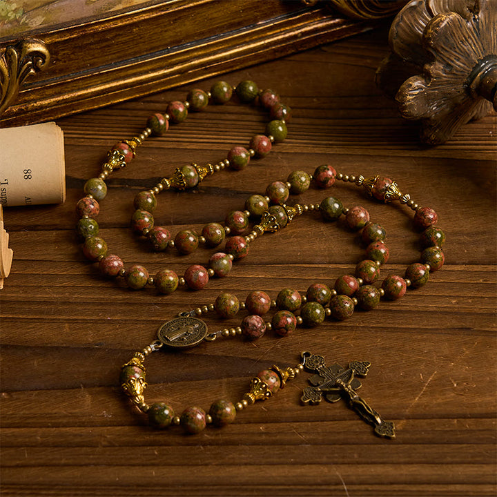 Christianartworkshop „Jesus ist das Geschenk“: Handgefertigter Rosenkranz aus Chrysokoll-Stein mit Geschenkkarte - image 16