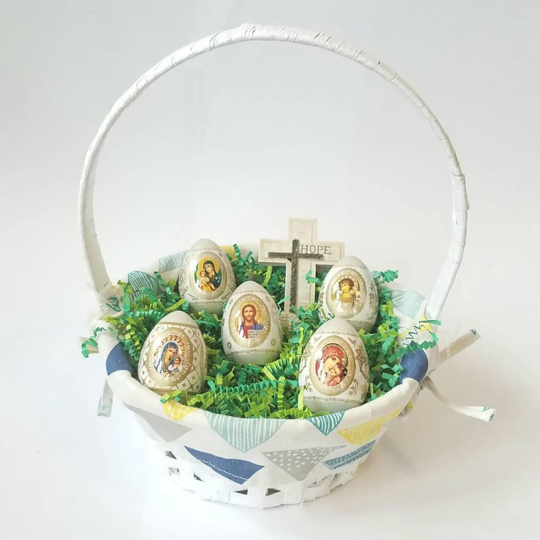 Christianartworkshop Oster-Ikonen-Eier-Set: 6 dekorative Eier mit ikonischen Designs