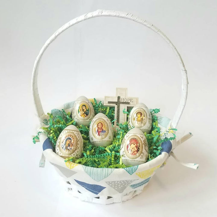 Christianartworkshop Oster-Ikonen-Eier-Set: 6 dekorative Eier mit ikonischen Designs