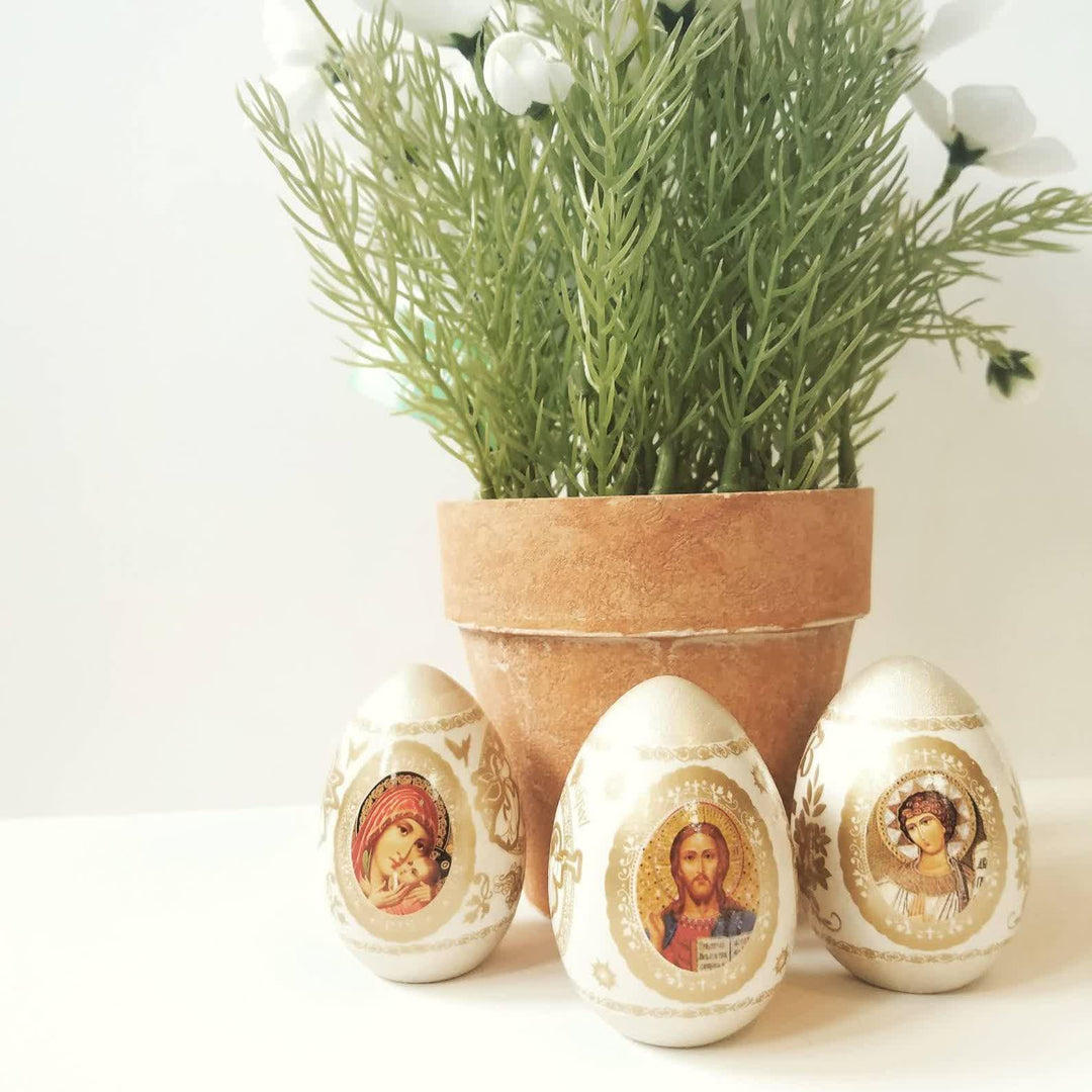 Christianartworkshop Oster-Ikonen-Eier-Set: 6 dekorative Eier mit ikonischen Designs