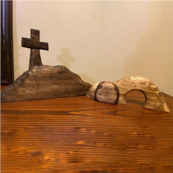 Christianartworkshop Osterornament „Er ist auferstanden“ aus Holz, leeres Grab, zum Gedenken an seinen Triumph