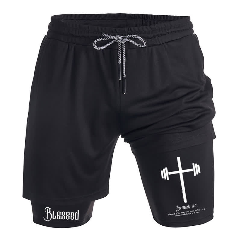 Christianartworkshop – Lockere schwarze Shorts mit Glaubenskreuz