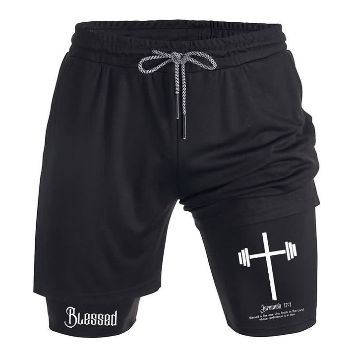 Christianartworkshop – Lockere schwarze Shorts mit Glaubenskreuz