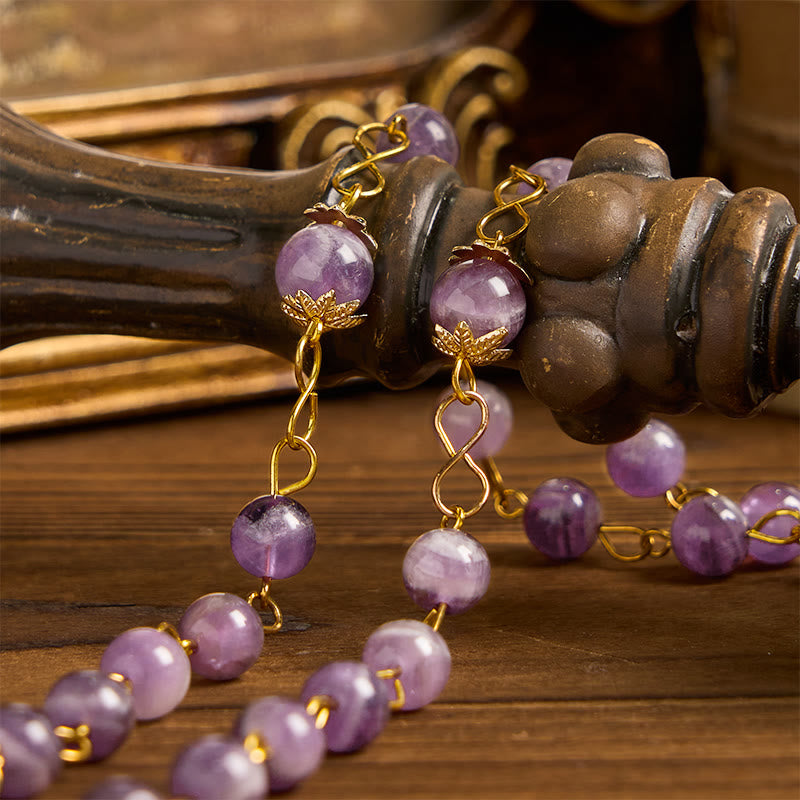 Christianartworkshop Rosenkranz „Unsere Liebe Frau von Guadalupe“ und Kruzifix aus 8 mm rundem violettem Kristall - image 5