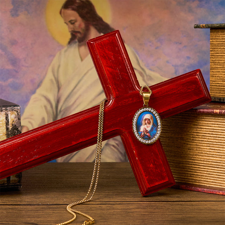 Christianartworkshop Halskette „Unsere Liebe Frau, bete für uns“ – Heilige Maria im Gebet, ein tiefgründiges Symbol der Hingabe
