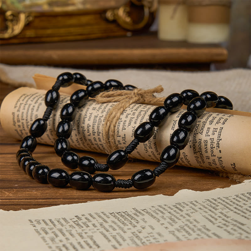 Christianartworkshop Rosenkranz mit St. Benedikt und Kruzifix, ovale Perlen, 8 x 10 mm, drei zeitlose Farben - image 15