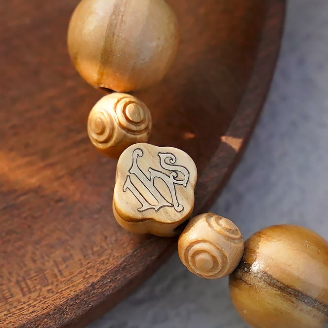 Christianartworkshop Armband aus Olivenholz mit Rosenkranz, tragbar, elastisch