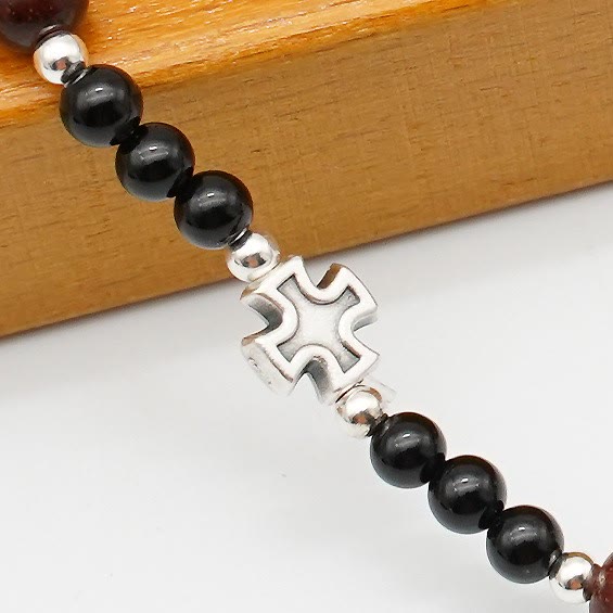Christianartworkshop 6 mm Rosenholz Dreikreis Elastisches Armband Göttliche Rosenkranzperlen