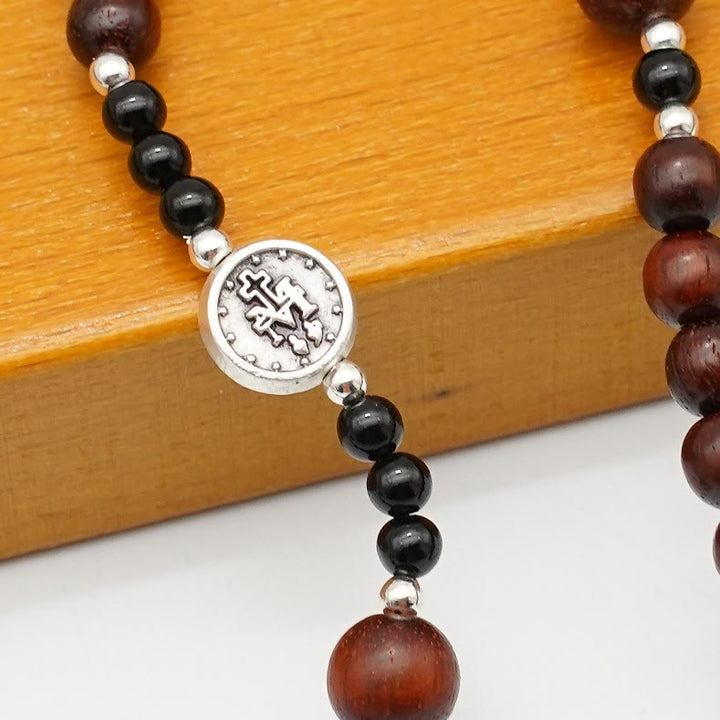 Christianartworkshop 6 mm Rosenholz Dreikreis Elastisches Armband Göttliche Rosenkranzperlen
