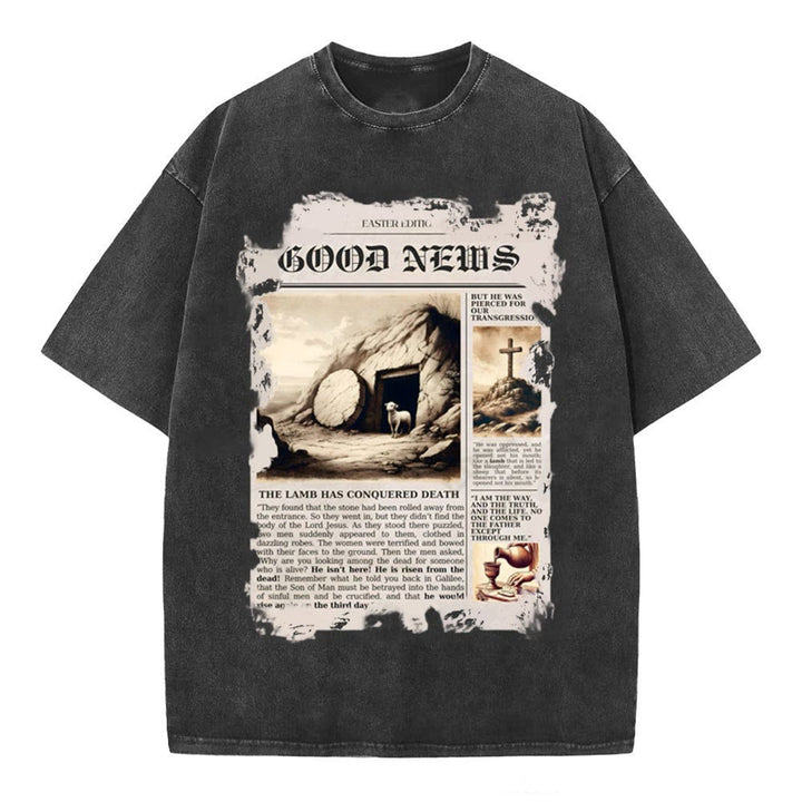 Christianartworkshop Gute Nachrichten Christliches gewaschenes T-Shirt