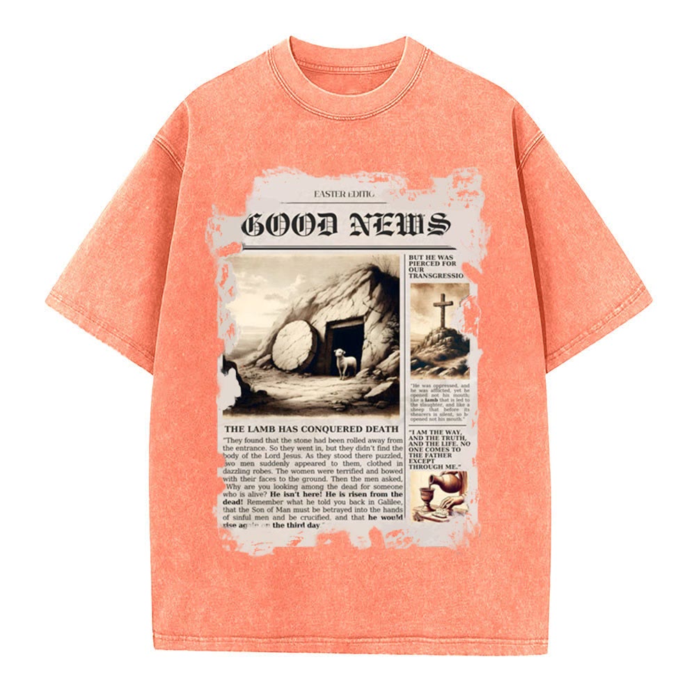Christianartworkshop Gute Nachrichten Christliches gewaschenes T-Shirt