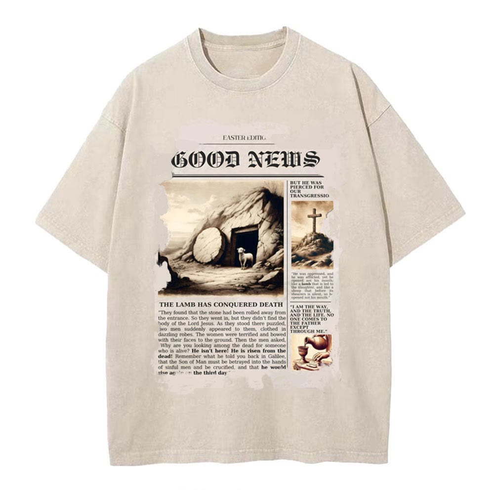 Christianartworkshop Gute Nachrichten Christliches gewaschenes T-Shirt