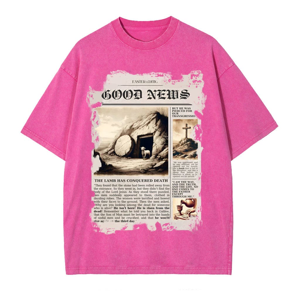 Christianartworkshop Gute Nachrichten Christliches gewaschenes T-Shirt