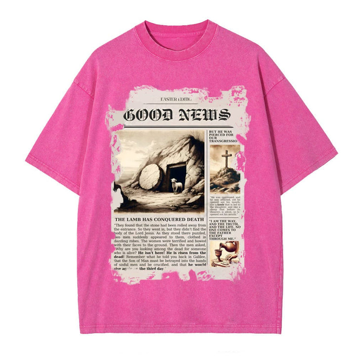 Christianartworkshop Gute Nachrichten Christliches gewaschenes T-Shirt