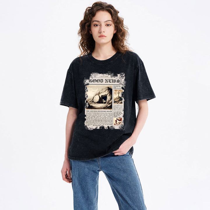 Christianartworkshop Gute Nachrichten Christliches gewaschenes T-Shirt