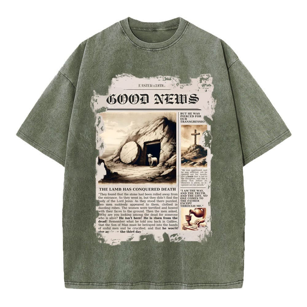 Christianartworkshop Gute Nachrichten Christliches gewaschenes T-Shirt
