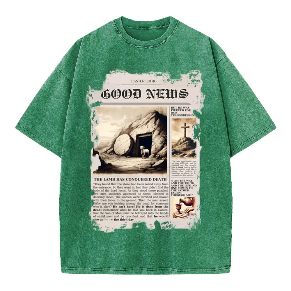 Christianartworkshop Gute Nachrichten Christliches gewaschenes T-Shirt