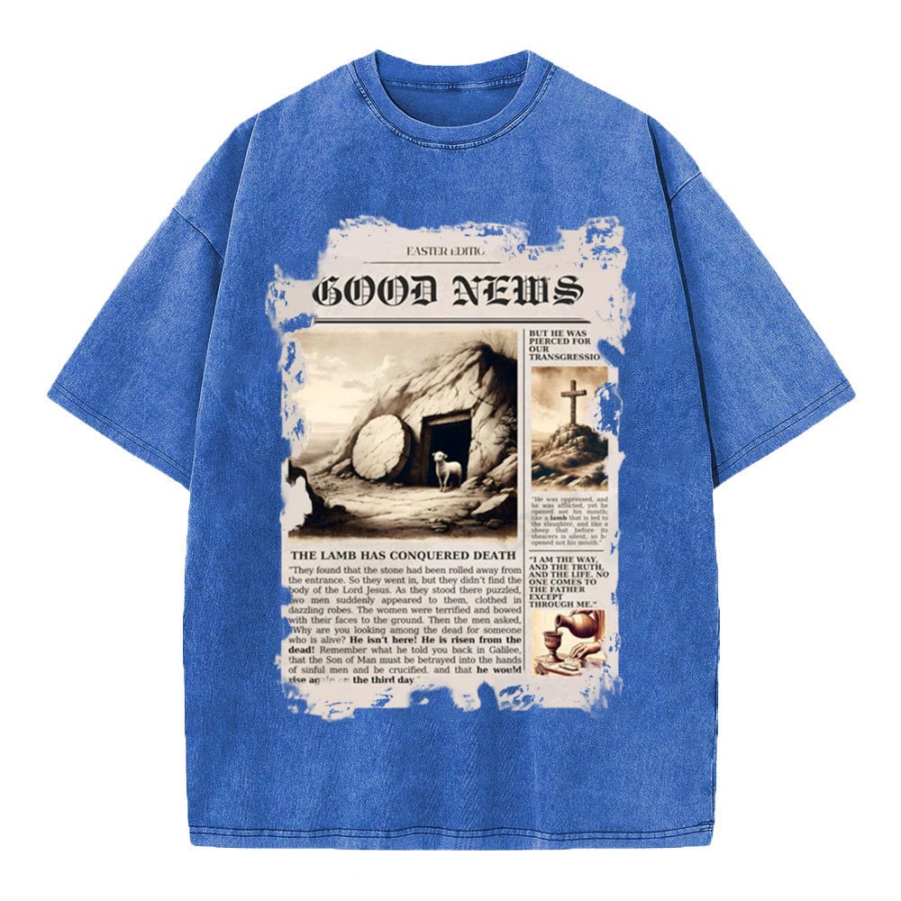 Christianartworkshop Gute Nachrichten Christliches gewaschenes T-Shirt