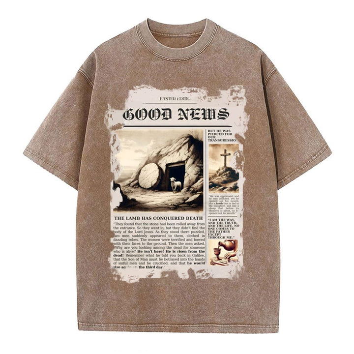 Christianartworkshop Gute Nachrichten Christliches gewaschenes T-Shirt