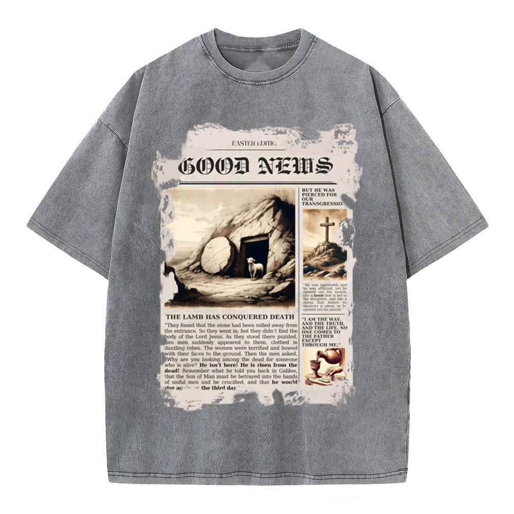 Christianartworkshop Gute Nachrichten Christliches gewaschenes T-Shirt