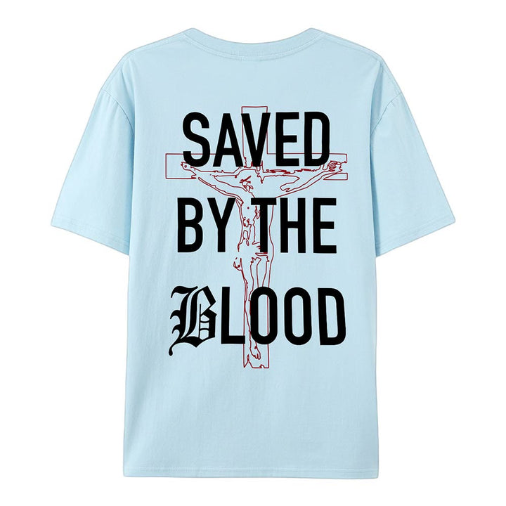 Christianartworkshop „Saved By The Lord“ Baumwoll-T-Shirt - Blau - 2XL - image 19