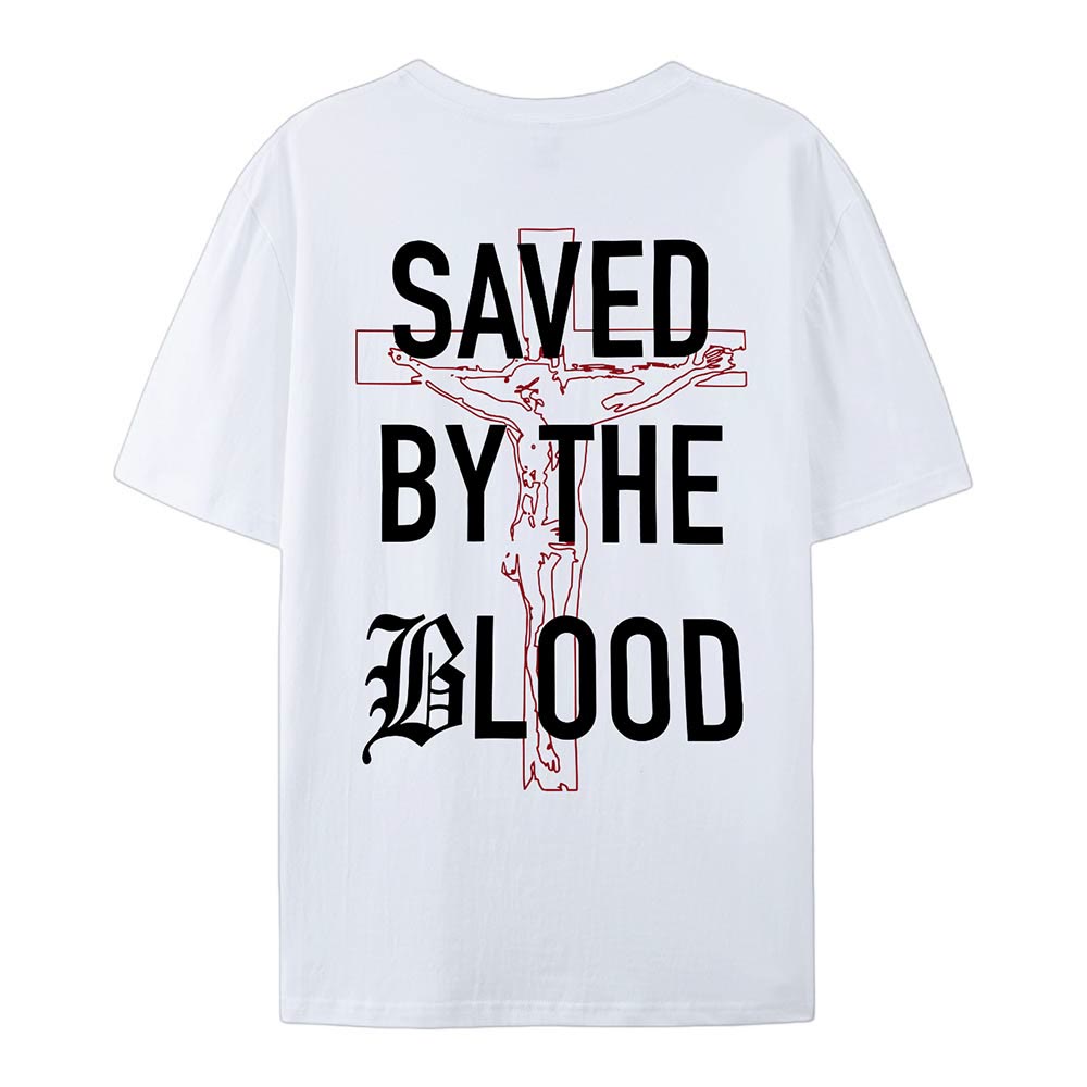 Christianartworkshop „Saved By The Lord“ Baumwoll-T-Shirt - image 1