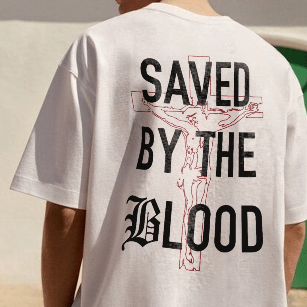 Christianartworkshop „Saved By The Lord“ Baumwoll-T-Shirt - image 5
