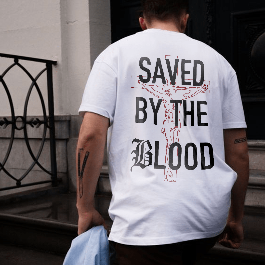 Christianartworkshop „Saved By The Lord“ Baumwoll-T-Shirt - image 6