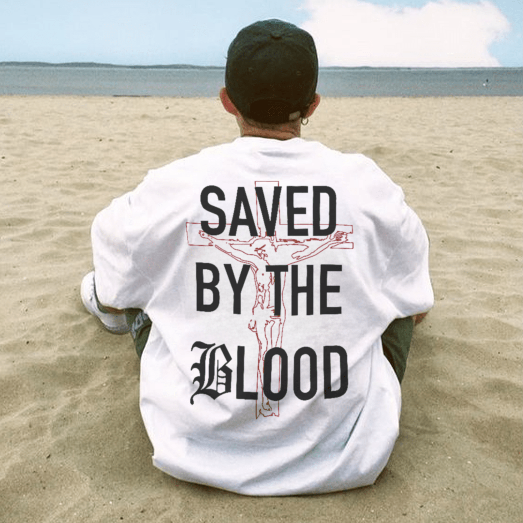 Christianartworkshop „Saved By The Lord“ Baumwoll-T-Shirt - image 3