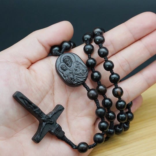 Christianartworkshop Olivenholzperlen Kruzifix Gebetsrosenkranz