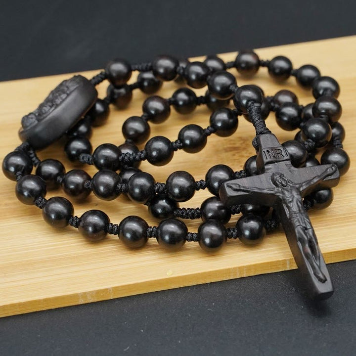 Christianartworkshop Olivenholzperlen Kruzifix Gebetsrosenkranz