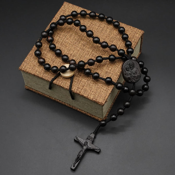 Christianartworkshop Olivenholzperlen Kruzifix Gebetsrosenkranz