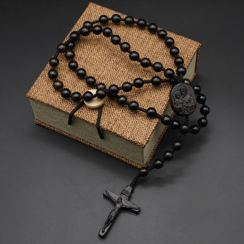 Christianartworkshop Holzperlen-Kreuz Gebetsrosenkranz - Ebenholz-8mm - image 4