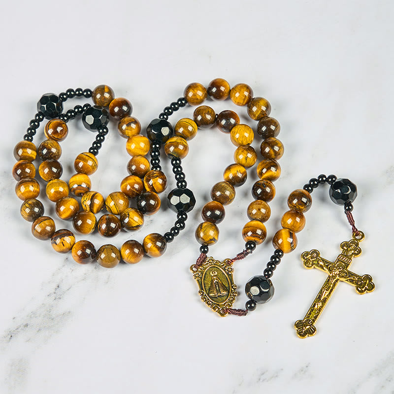 Christianartworkshop Handgefertigter Tigerauge-Rosenkranz – Ein zeitloses Design voller Eleganz und spiritueller Stärke