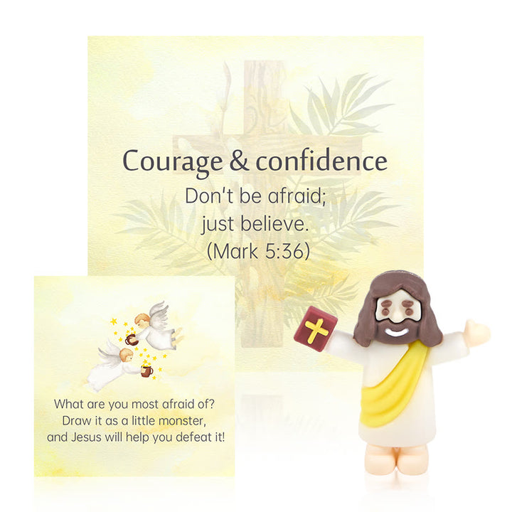 Christianartworkshop 5/10/20/30 Bibelverskarten mit Mini-Jesus-Figuren und interaktiven Fragen: Inspirieren und bilden