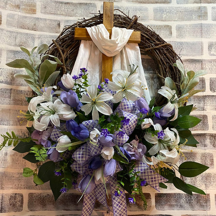 Christianartworkshop Frühlingskreuzkranz: Eine poetische Verschmelzung von Blumen und Glauben